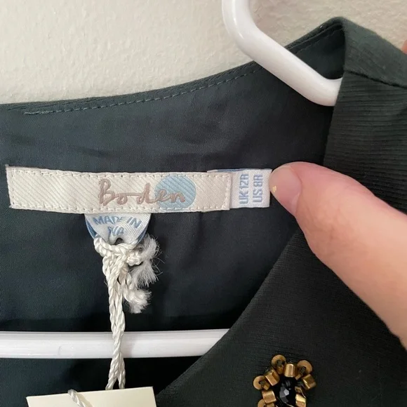 Boden Dark Green Embellished Sheath Midi Dress - Picture 3 of 7